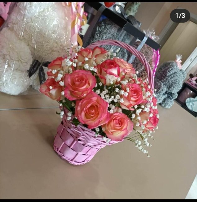 Корзина с розами 21 роза