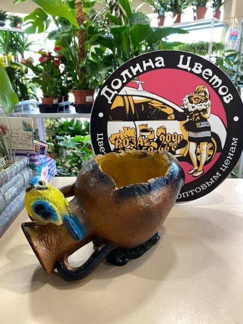 Вазон Синичка на кувшине