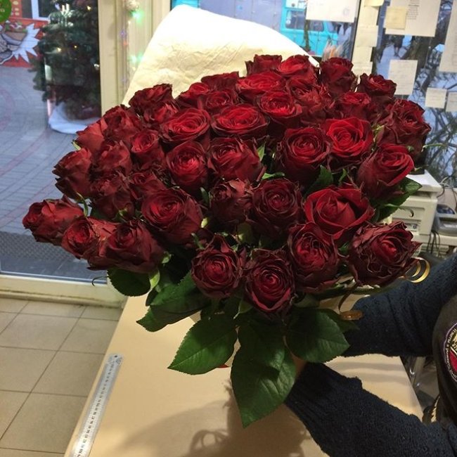 Роза Ред Игл. Букет из 75 роз. Высота 50 см