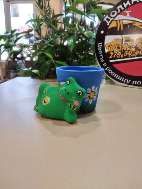 Вазоны. Вазон «Лягушка лежит» 8 см, микс