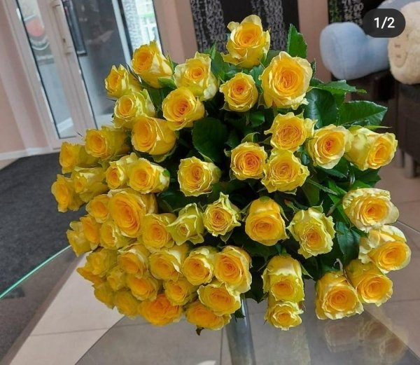 Роза Илиос (желтая). Букет из 41 розы. Высота 60 см