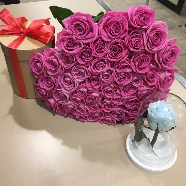 Роза Аква (розовая). Букет из 51 розы. Высота 60 см
