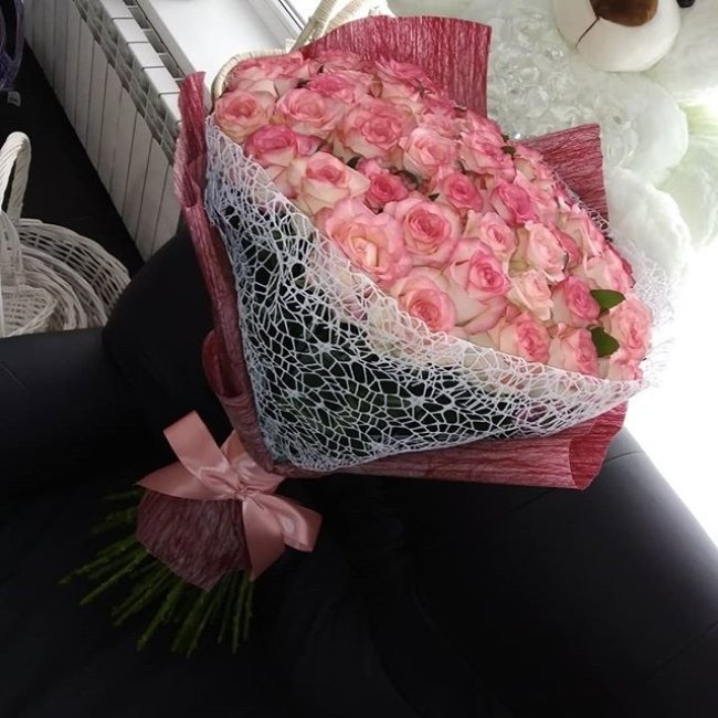 Роза Джумилия. Букет из 51 розы. Высота 70 см