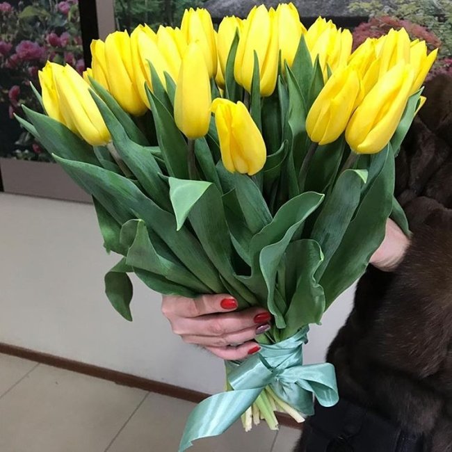 Букет из 51 тюльпана. желтый